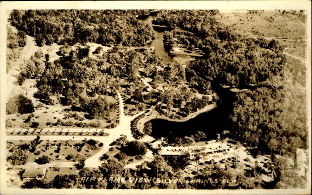 Airplane aerial view ~ Silver Springs Florida FL ~ RPPC real photo
