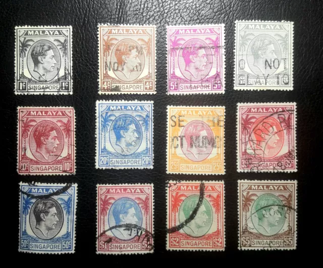 MALAYA SINGAPORE 1948 fine used range to $5 perf 17.5 × 18. QP91.