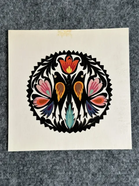 Polish Wycinanki Paper Cut Out Folk Art Decor 5.75”Lowicz Made in Poland Birds