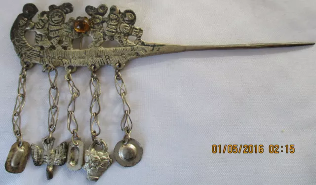 Antique Hat / Hair Pin With Dangles