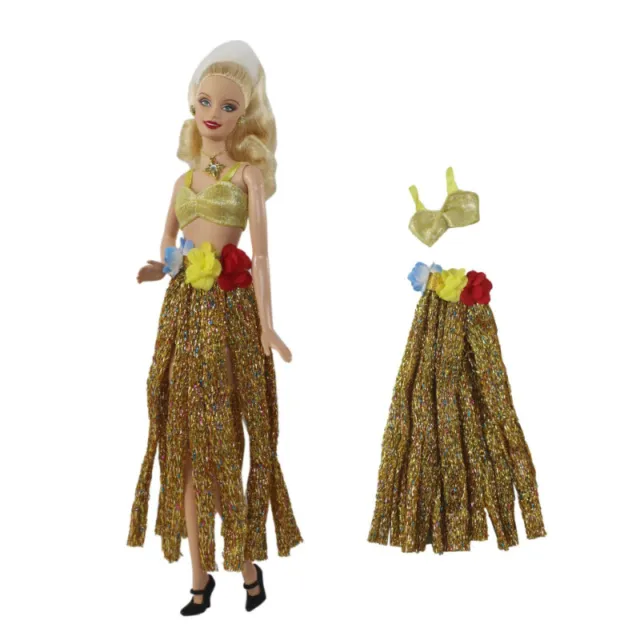 Hawaii Vacation Gold Grass Skirts 1/6 Scale 11.5" Inch Clothes Outfits Accessory