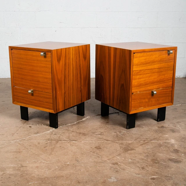 Mid Century Modern Nightstands End Tables Pair George Nelson Herman Miller Door