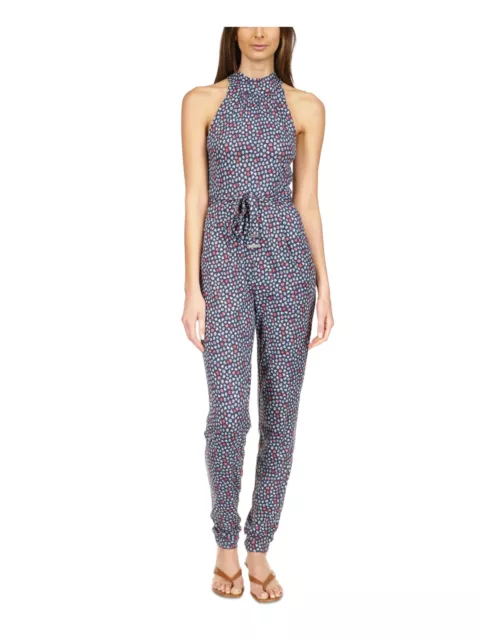 MICHAEL MICHAEL KORS Womens Navy Tie Belt Straight leg Jumpsuit Petites PXL