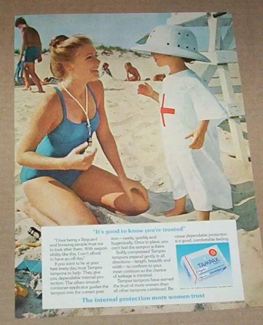 1971 Tampax Tampons Vintage Print Ad Swimming Pool Bathing Suit