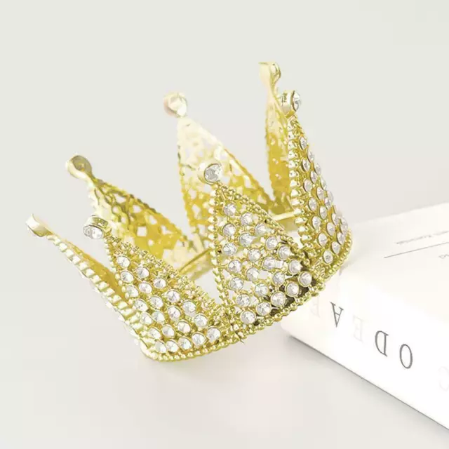 Crown Cake Topper Crystal Pearl Tiara Kids Hair Ornament Party Birthday New M5