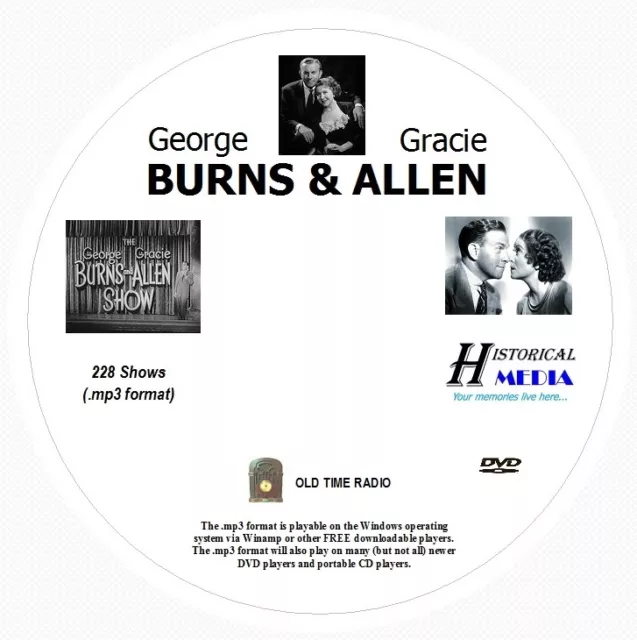 BURNS AND ALLEN SHOW - 228 Shows Old Time Radio In MP3 Format OTR On 1 DVD