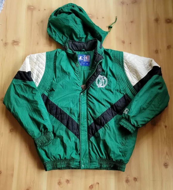 Vtg 90s Starter Boston Celtics Hooded Zip-Up Jacket Size XL Embroidered