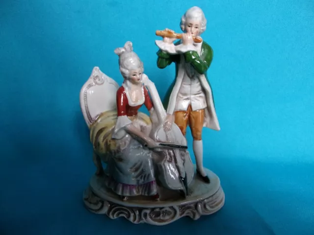 Couple Personnages Musiciens En Porcelaine De Saxe Gdr . Pas Paris/Limoges