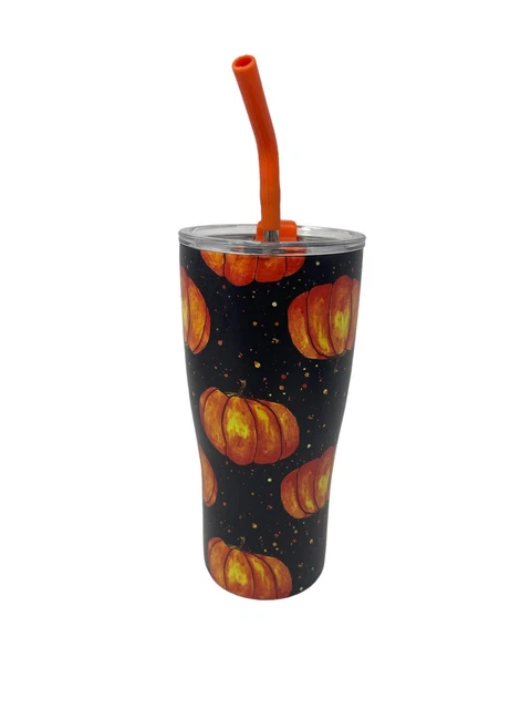 New without Tag 30 OZ Stainless Steel Tumbler Cup Pumpkin design Double Wall