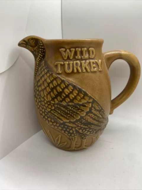 Vintage Wild Turkey Bourbon Whiskey Ceramic Water Pitcher Pub Jug