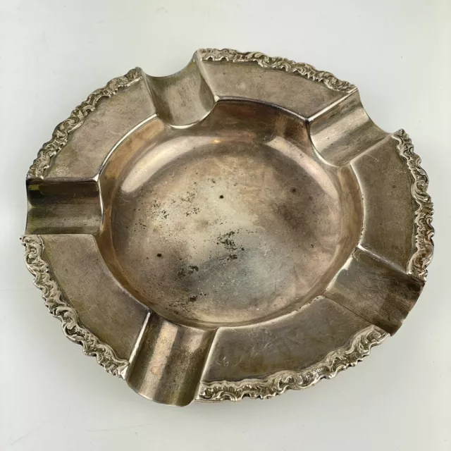 Antique Solid Silver Cigar Ashtray Goldsmiths & Silversmiths 1900 12cm 82g