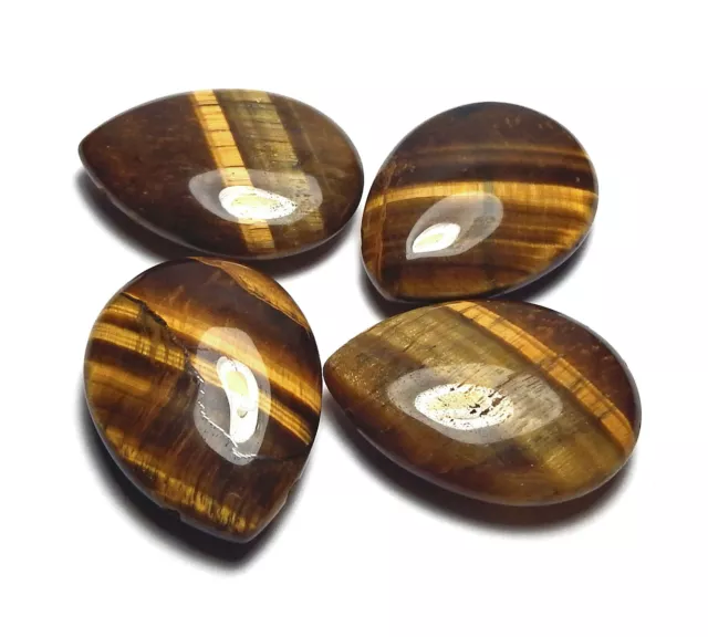 Four (4) TIGER EYE 22x30mm Teardrop Pendant Beads