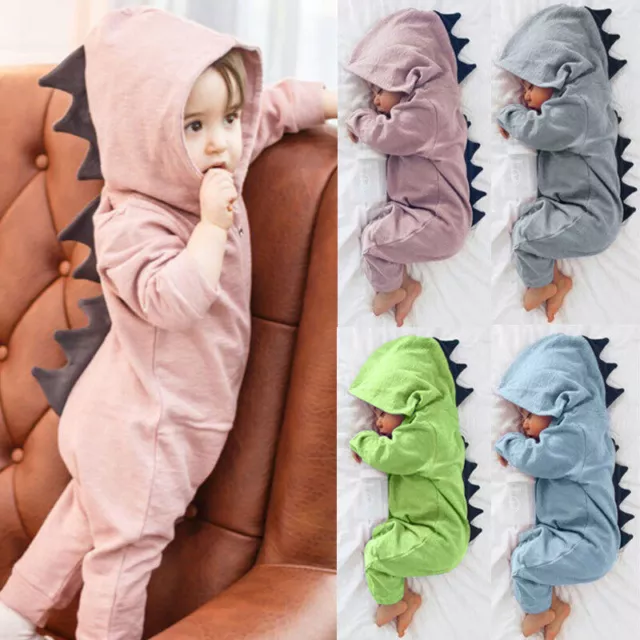 Newborn Baby Boys Girls Dinosaur Pajamas Costume Infant Romper Jumpsuit Overall 2