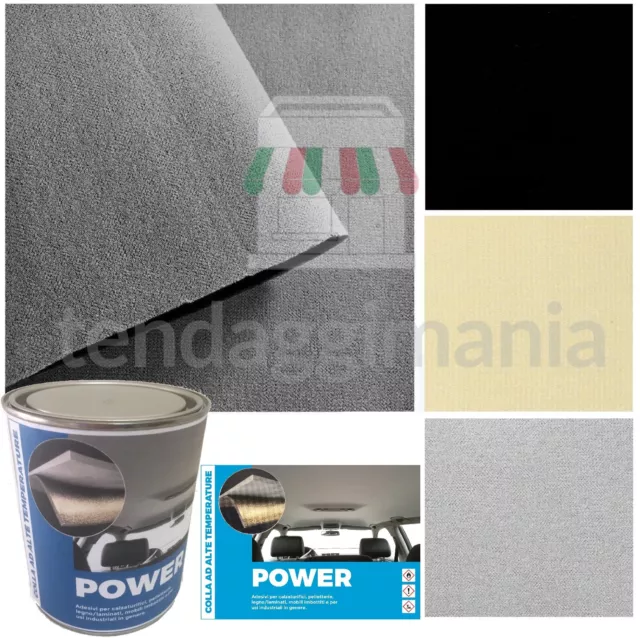 Kit rivestimento tessuto cielo tetto auto colore nero beige grigio + colla POWER