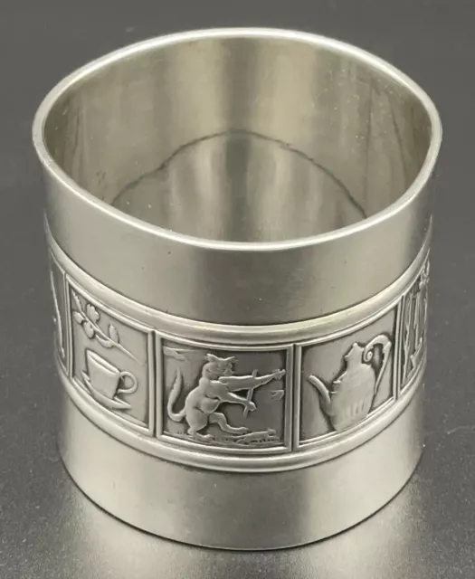 Large Gorham Sterling Silver childs Napkin Ring Nursery Rhymes No Monogram 1896