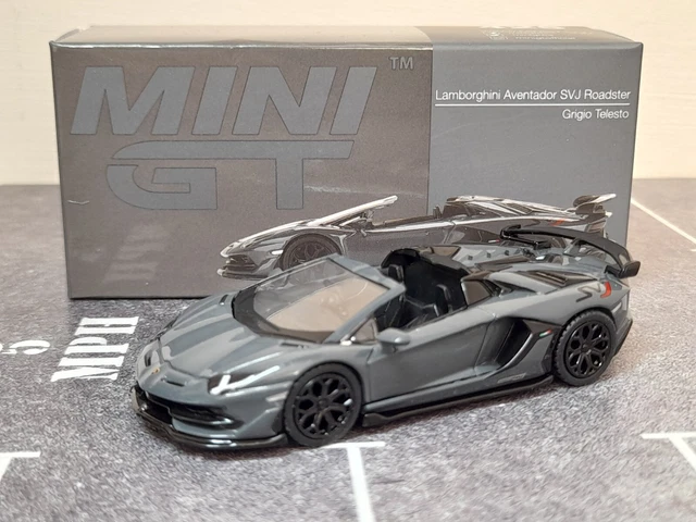 Modèle Réduit Mini GT Lamborghini Aventador SVJ 63 Roadster Verde Shock - 1:64 - Boîte Neuve