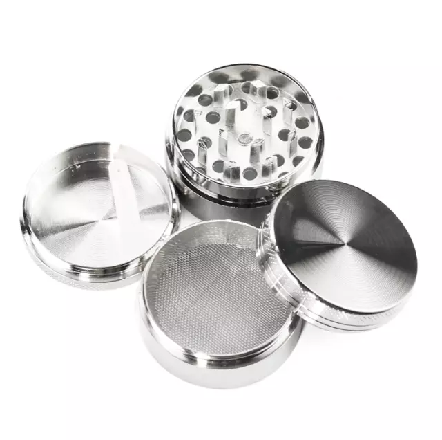 New 4-layer Aluminium Herbal Herb Tobacco Grinder Smoke 40mm SILVER IRL