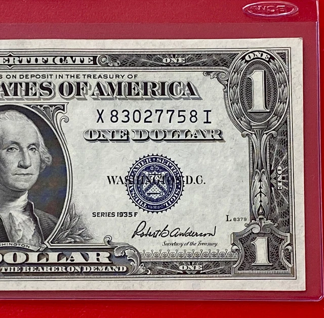 $1 1935-F ( X-I Block )  BLUE SEAL SILVER CERTIFICATE CU.