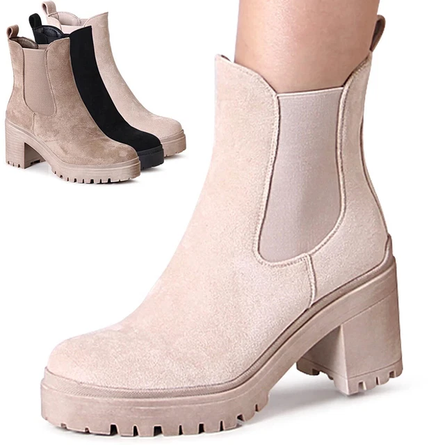 Chaussures Femme Plateforme Bottines Velours Chelsea Bottes Bottines Cheville