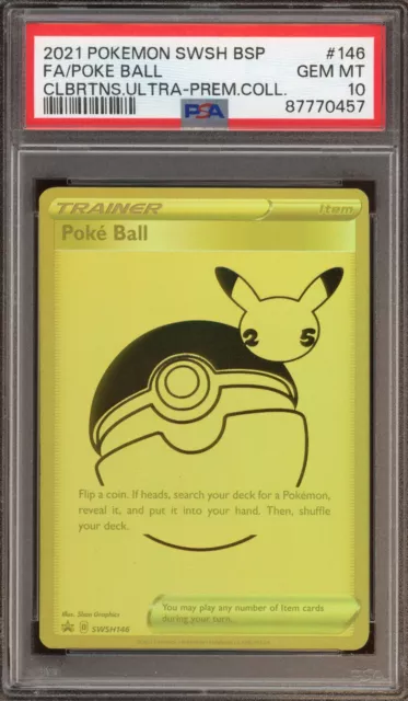 Pokemon Poke Ball Celebrations Ultra-Premium Coll. Full Art Promo SWSH146 PSA 10