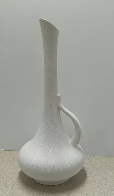 Vtg MCM Royal Haeger USA #408 Lrg Vase Ewer White Textured Finish *EUC*
