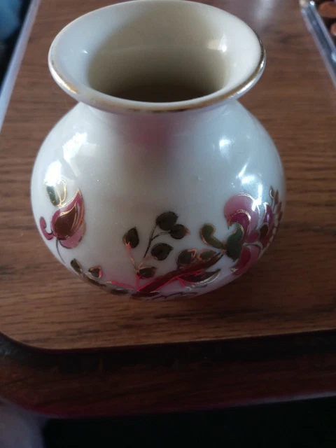 Vintage Hungarian Zsolnay Hand Painted Porcelain Floral Flowers Small Vase Pot