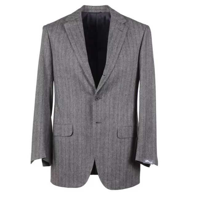 Sartorio Napoli by Kiton Gray Stripe Soft Flannel Wool Suit 38R (Eu 48) NWT