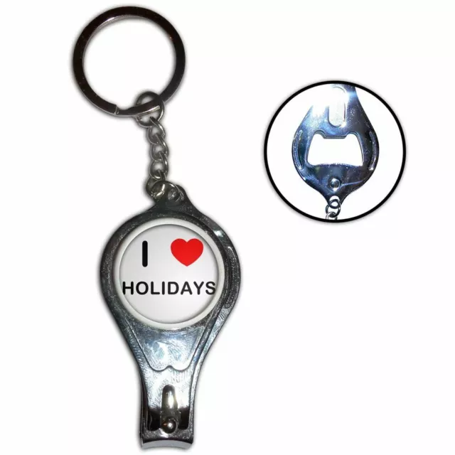 I love Holidays -  Nail Clipper Bottle Opener Metal Key Ring New