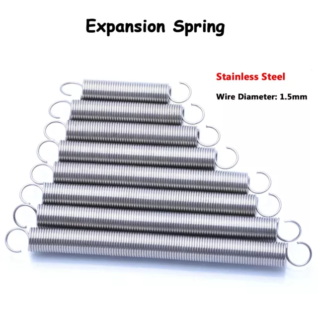 Expansion Spring 1.5mm Wire Ø Hook End Tension Extension Springs Stainless Steel