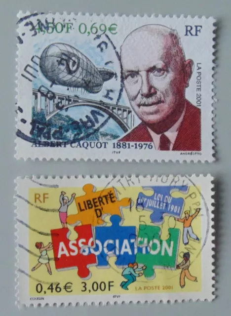 Lot France année 2001 Yvert 3403 3404 oblitérés cachets ronds