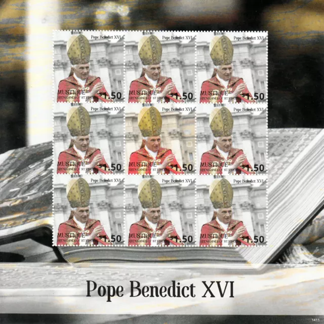 Mustique Grenadines St Vincent 2014 MNH Pope Benedict XVI Meets Francis 9v M/S