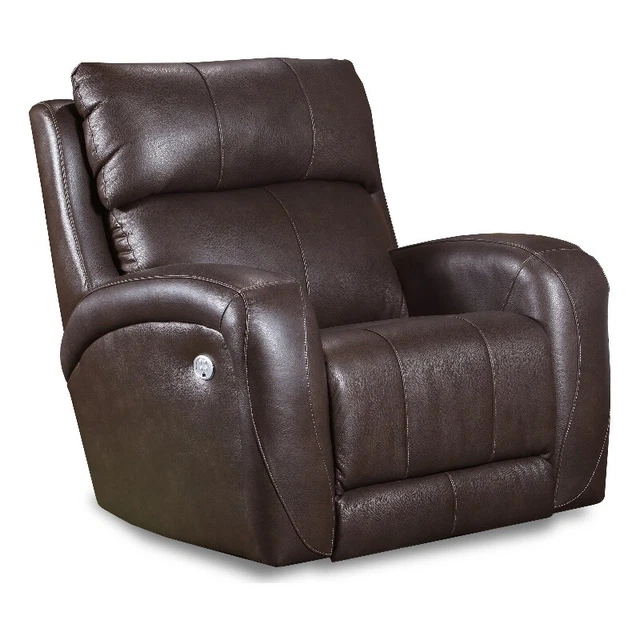 Southern Motion Dawson Leather Power Headrest Rocker Recliner in Mushroom Brown Southern Motion Dawson Leather Power Headrest Rocker Recliner in Mushroom Brown