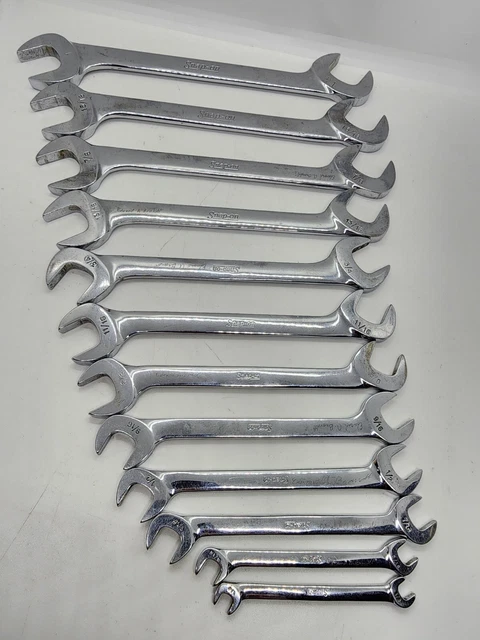 SNAP-ON TOOLS 12pcs SAE FOUR WAY ANGLE HEAD OPEN END Wrench Set 1/4" to 1" USA