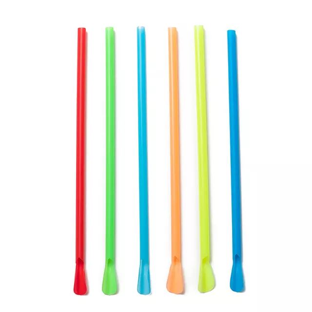 100pcs Multicolour Straw Drinking Straw Spoon Bar Pub Slush Straw Party Suppli a