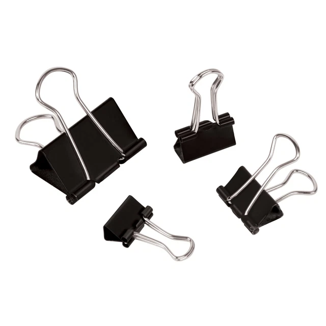Office Depot Binder Clip Combo Pack, Assorted Sizes, Black, 200-Pk