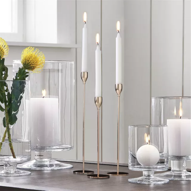 Taper Candle Holders Candlesticks Set of 3 Metal Single Tall Candles Stick Decor