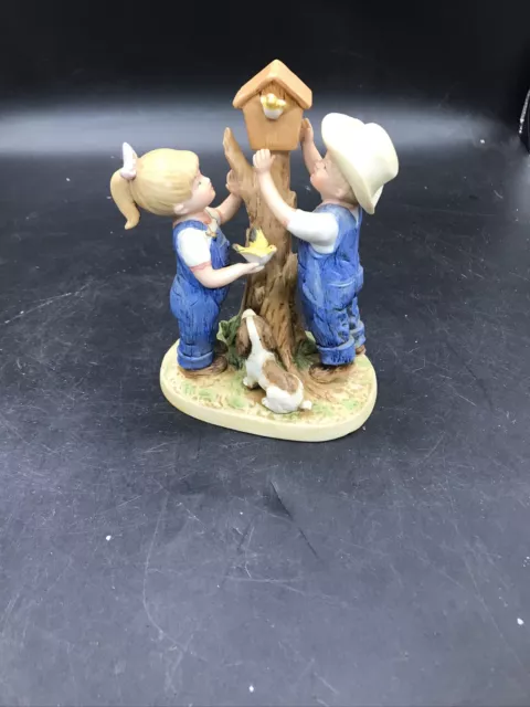 Denim Days Homco Our Birdhouse Debbie Danny 1998 #8888 Porcelain Figurine