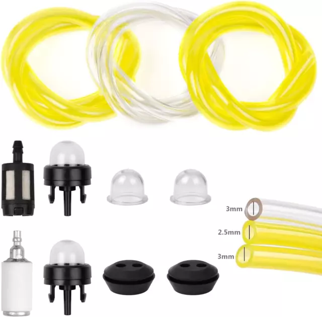 Tubi Carburante Set per Decespugliatori, 2.5Mm 3Mm Tubo Benzina Flessibile Con L