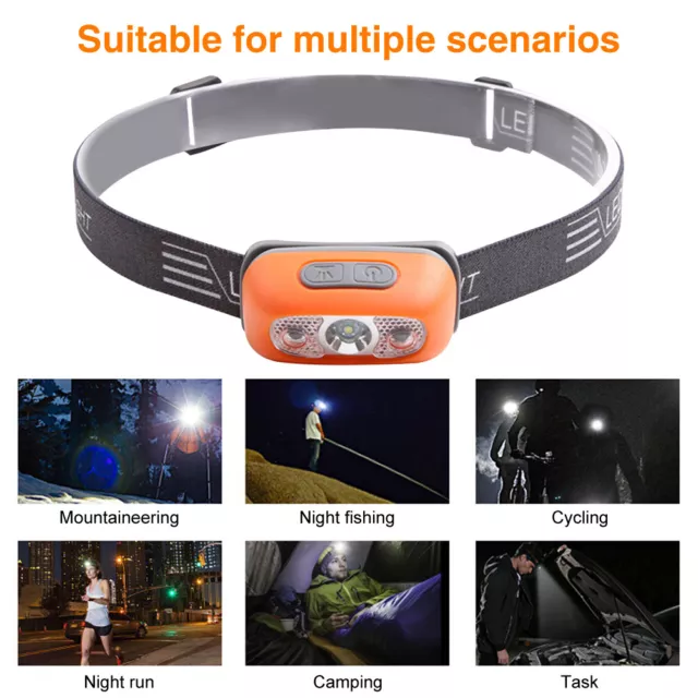 LED Headlamp Waterproof Modes USB Rechargeable Lightweight Hiking Super Bright