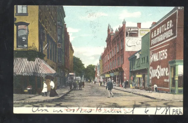 Cortland New York Downtown Main Street Scene Vintage Postcard Ny