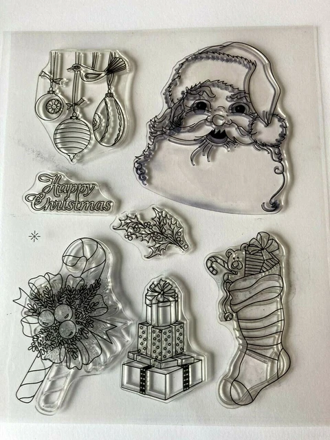 Holly Santa Christmas Sentiment   Clear Rubber Stamps Seal Silicone Cards stamp