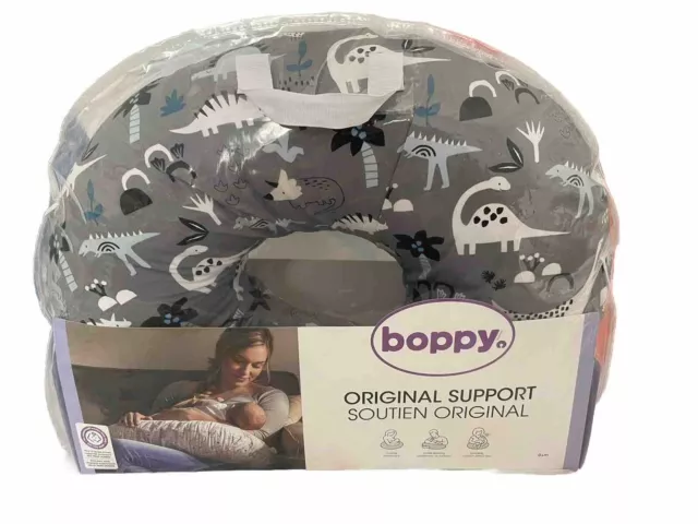 Boppy Nursing Pillow and Positioner—Original | Gray Dinosaurs with White, Black