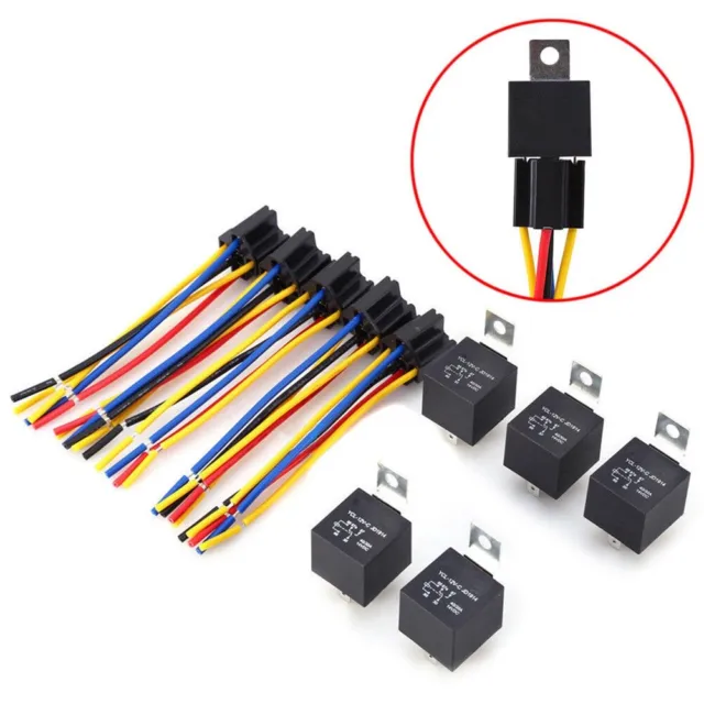 DC 12V Car SPDT Automotive Relay 5 Pin 5 Wires with Harness Socket 30/40 Amp