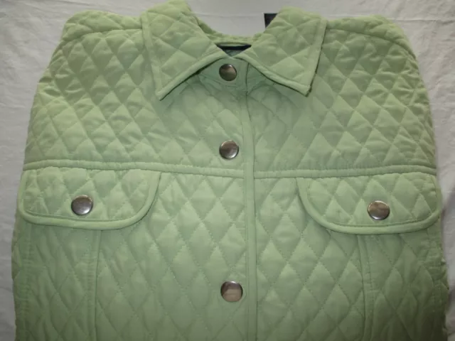 Womens mint green quilted snap up jacket Crazy Horse Liz Claiborne size XL