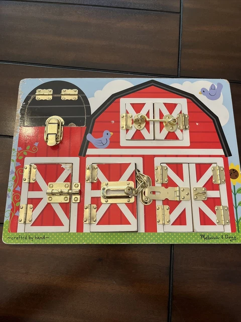 Melissa & Doug #8883 "Latches Barn" Wooden Activity Board Handcrafted Toy
