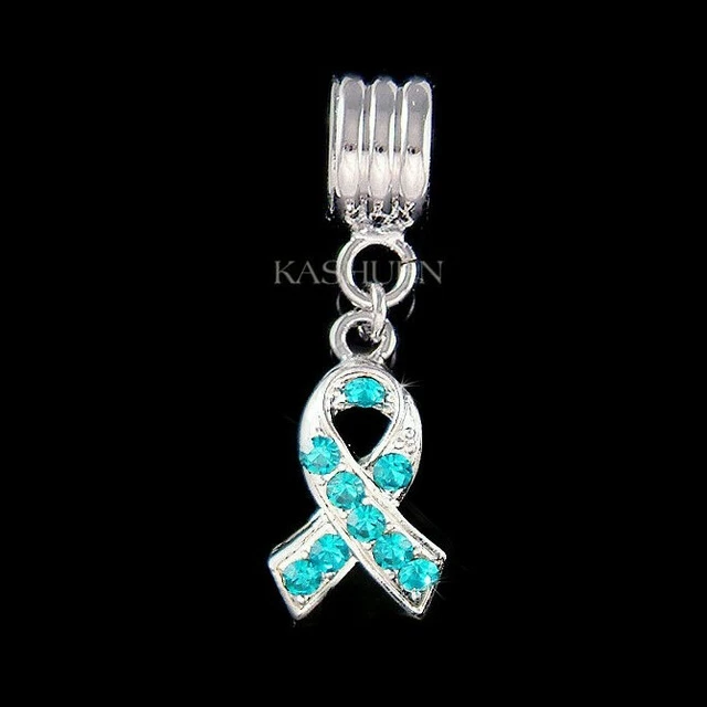 Ovarian Zervikale Krebs Band ~ Ptsd mit Swarovski Kristall Armband Anhänger
