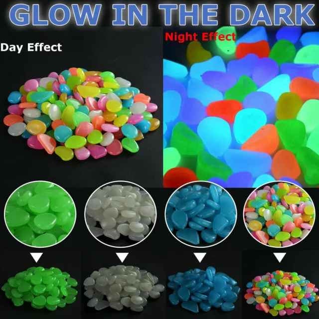 100x Glow In The Dark Pebbles Luminous Stones Garden Walkway Aquarium Fish Tank