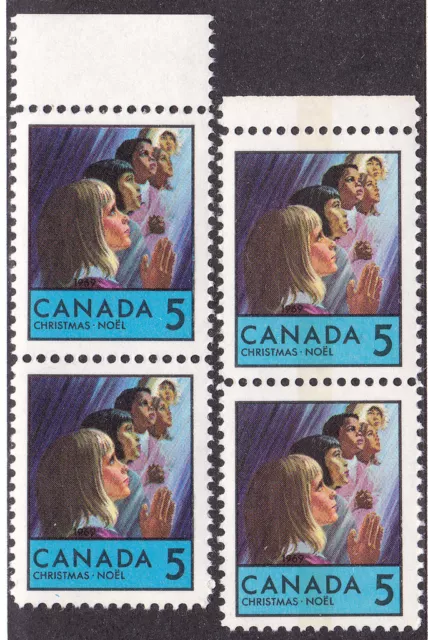 Canada: #502i 502pi 5c Christmas Children, "Arc on Chin" Variety Set MNH CV$25*