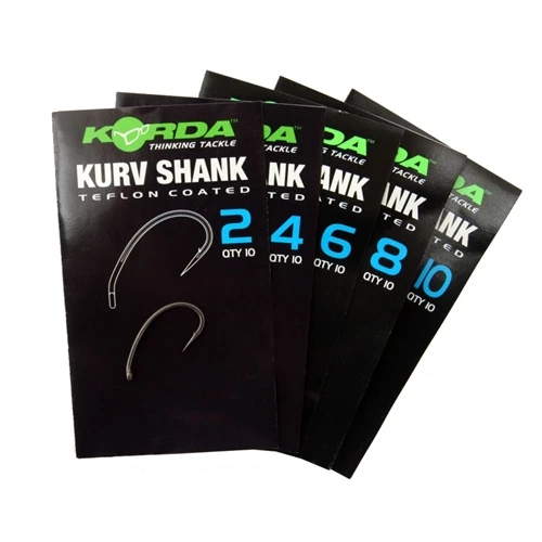 Korda Kurv Shank Barbed or Barbless Hooks NEW Carp Fishing Hook *ALL SIZES*