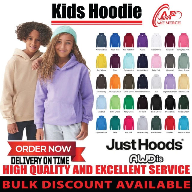 Felpa con cappuccio AWDis Just Felpa con cappuccio semplice pullover unisex casual JH01J